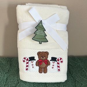 Balsam & Fir Holiday Christmas Teddy Bear 🧸 Hand Towels Snowman ⛄️ Set of 2 NEW!